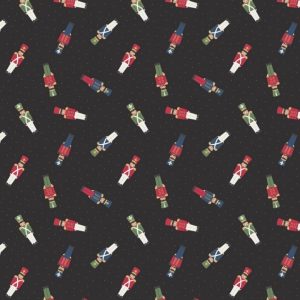 Lewis & Irene Fabrics Small Things at Christmas Soldiers on Black