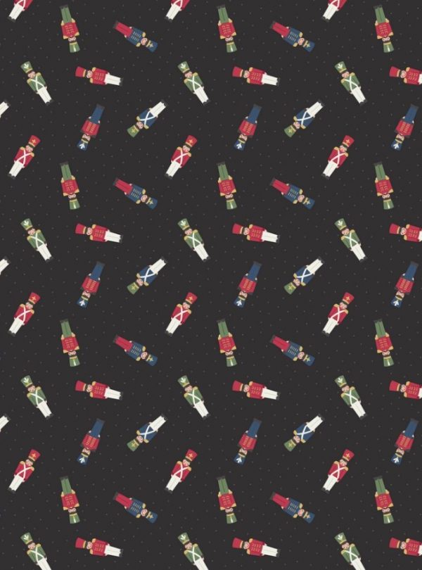 Lewis & Irene Fabrics Small Things at Christmas Soldiers on Black