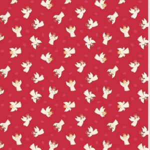 Lewis & Irene Fabrics Small Things at Christmas Little Angels on Red