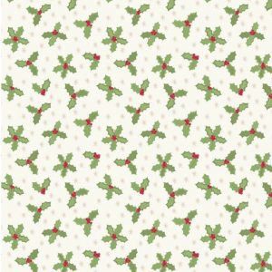 Lewis & Irene Fabrics Small Things at Christmas Holly on Cream