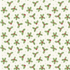 Lewis & Irene Fabrics Small Things at Christmas Holly on Cream