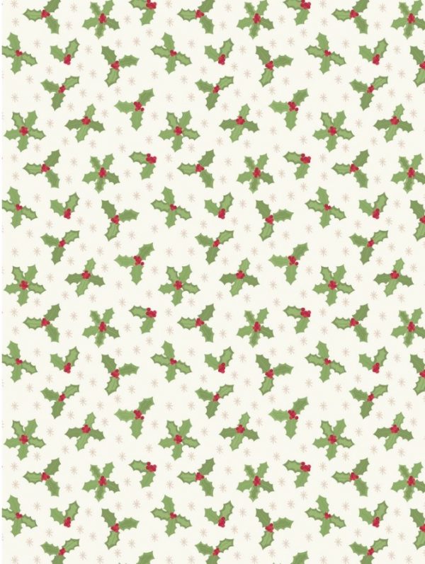 Lewis & Irene Fabrics Small Things at Christmas Holly on Cream