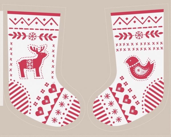 Lewis & Irene Fabrics Nordic Christmas Stocking Panel