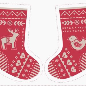 Lewis & Irene Fabrics Red Nordic Christmas Stocking