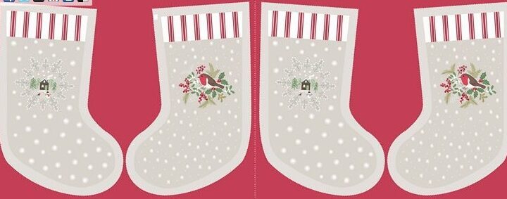 Lewis & Irene Countryside Christmas Stocking Panel Linen