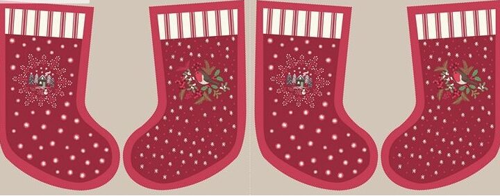 Lewis & Irene Countryside Christmas Stocking Panel Wine
