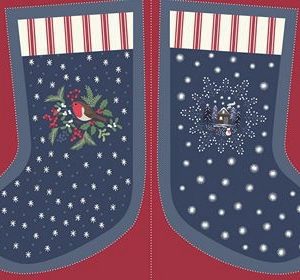 Lewis & Irene Fabrics Countryside Christmas Stocking Panel Midnight