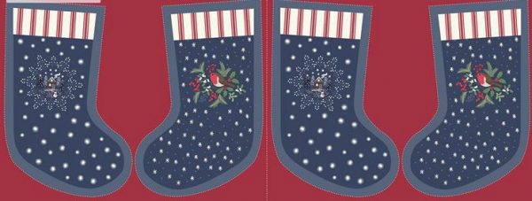 Lewis & Irene Fabrics Countryside Christmas Stocking Panel Midnight