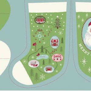 Lewis & Irene Fabrics North Pole Christmas Stocking & Envelope
