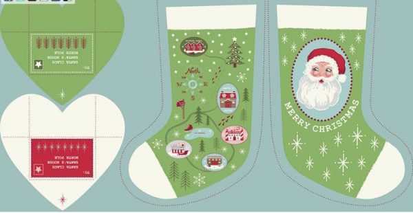 Lewis & Irene Fabrics North Pole Christmas Stocking & Envelope