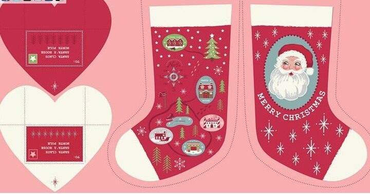 Lewis & Irene North Pole Christmas Stocking on Red