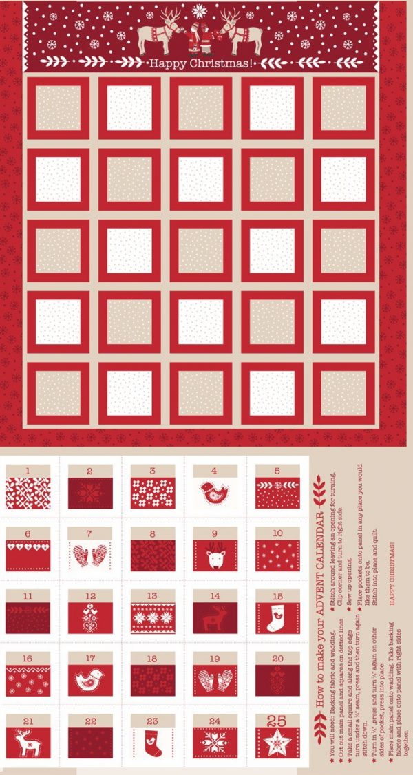 Lewis & Irene Fabrics Red Nordic Advent Calendar
