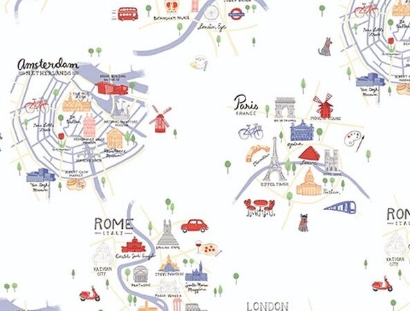 Clothworks Jetset Europe Capital Maps