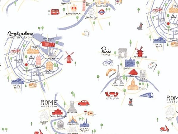 Clothworks Jetset Europe Capital Maps