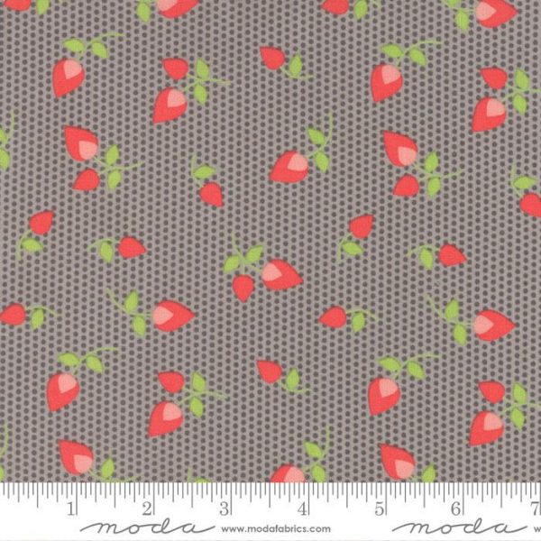 Moda Fabrics Sundrops Rosebuds Dark Taupe & Red