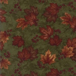 Moda Fabrics Country Road Maple Leaves on Pine Green