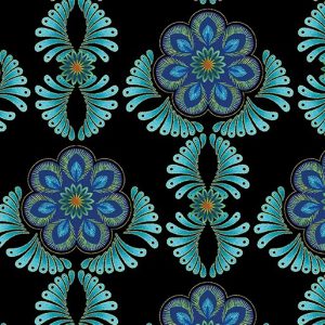 Benartex Fabrics Rhapsody in Blue Feather Medallion