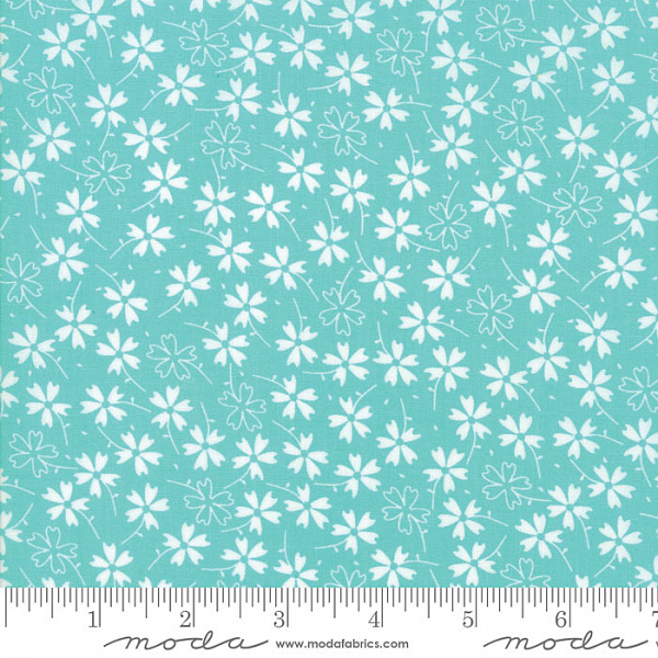 Moda Fabrics Lulu Lane Pansies Turquoise