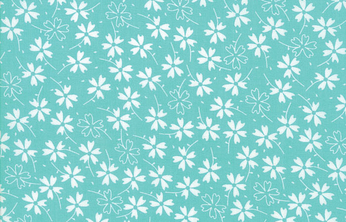Moda Lulu Lane Pansies Turquoise