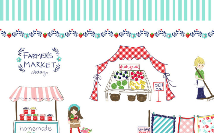 Riley Blake Vintage Market Mint Border Stripe