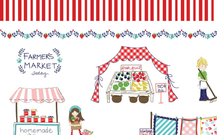 Riley Blake Vintage Market Red Border Stripe