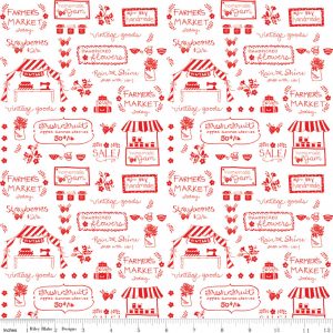 Riley Blake Fabrics Vintage Market Signs Red Text