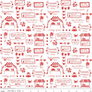 Riley Blake Fabrics Vintage Market Signs Red Text