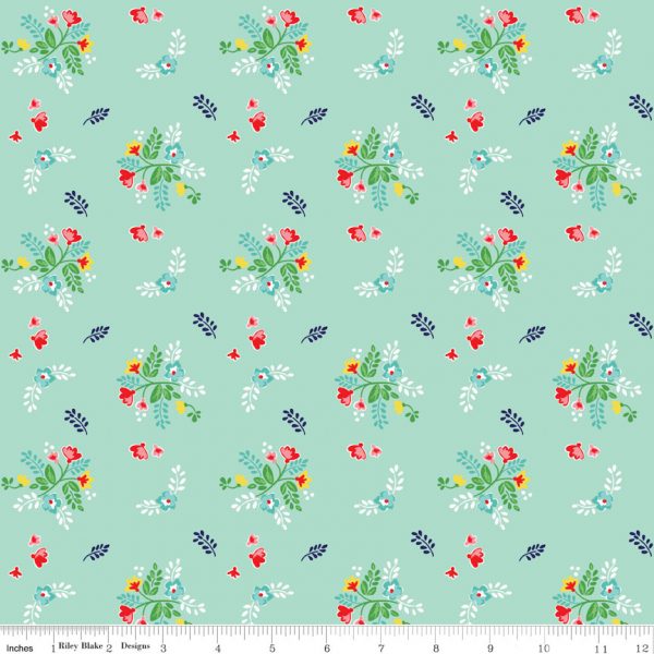 Riley Blake Fabrics Vintage Market Floral Sprig on Mint