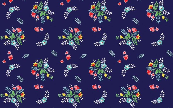 Riley Blake Vintage Market Floral Sprig Navy