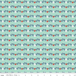 Riley Blake Fabrics Vintage Market Strawberry Floral Vine on Mint