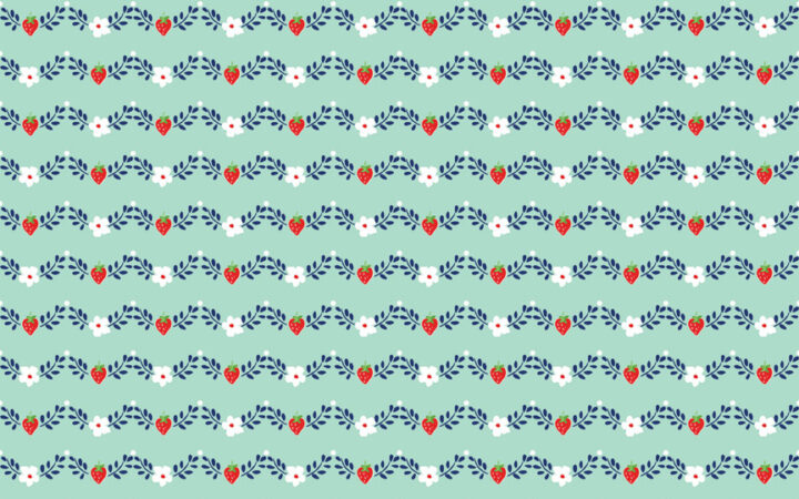 Riley Blake Vintage Market Strawberry Floral Vine Mint