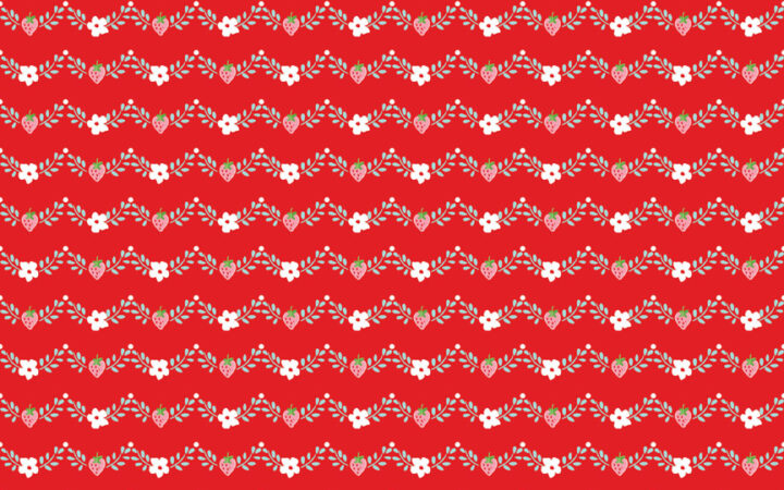 Riley Blake Vintage Market Strawberry Floral Vine Red