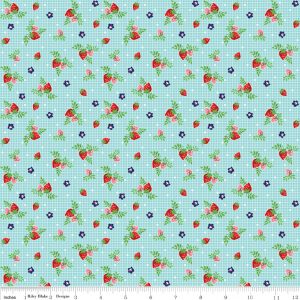 Riley Blake Fabrics Vintage Market Strawberries on Aqua