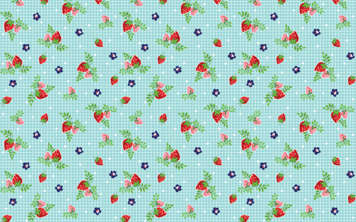 Riley Blake Vintage Market Strawberries on Aqua