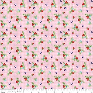 Riley Blake Fabrics Vintage Market Strawberries on Pink