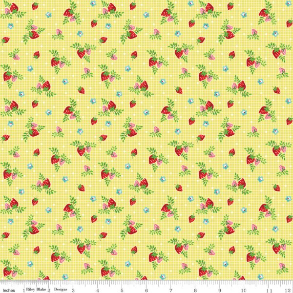 Riley Blake Fabrics Vintage Market Strawberries on Lemon