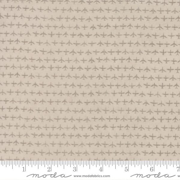 Moda Fabrics Flight Aeroplanes Taupe on Cream