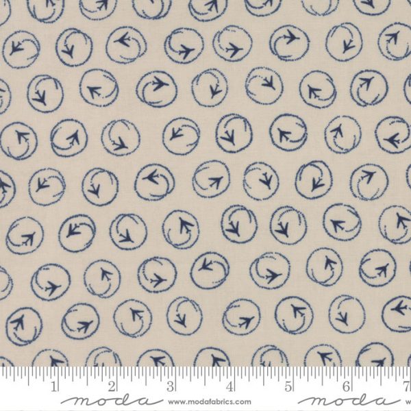 Moda Fabrics Flight Loop the Loop Indigo on Cream