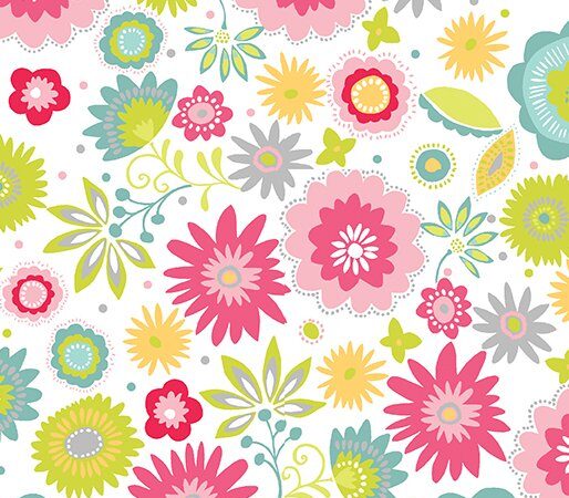 Benartex Sunday Ride Serendipity White Floral