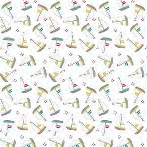 Benartex Fabrics Sunday Ride Sail Boat White