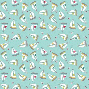 Benartex Fabrics Sunday Ride Sail Boat Aqua