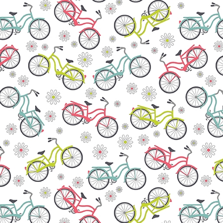 Benartex Fabrics Sunday Ride Bicycles on a white background