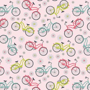 Benartex Fabrics Sunday Ride Bicycles on Pink