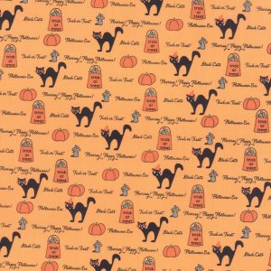 Moda Fabrics Spooky Delight Black Cats & Pumpkins