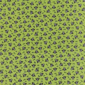 Moda Fabrics Spooky Delight Boo Owls on Citron Green