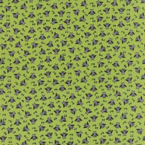 Moda Fabrics Spooky Delight Boo Owls on Citron Green