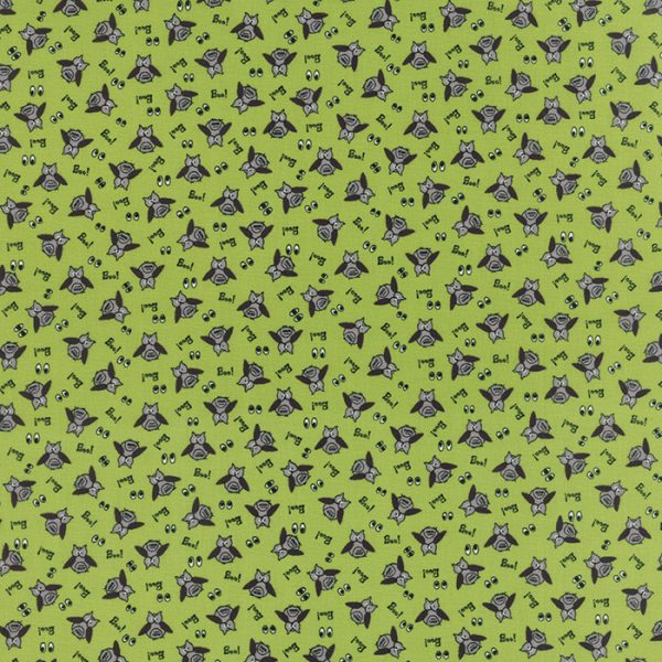 Moda Fabrics Spooky Delight Boo Owls on Citron Green