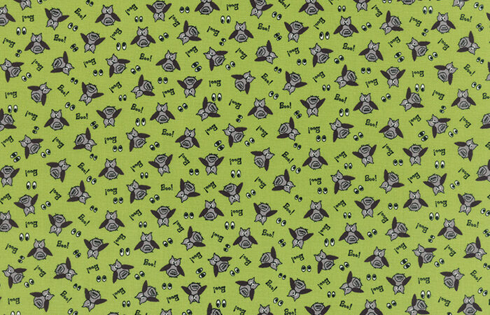 Moda Spooky Delight Boo Owls on Green