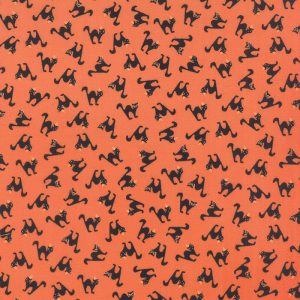 Moda Fabrics Spooky Delight Black Cats on Pumpkin