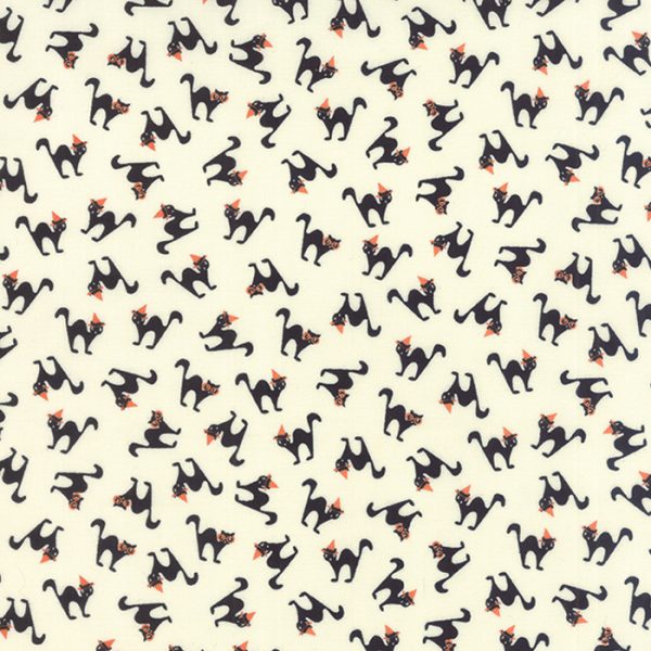 Moda Fabrics Spooky Delight Black Cats on Ivory